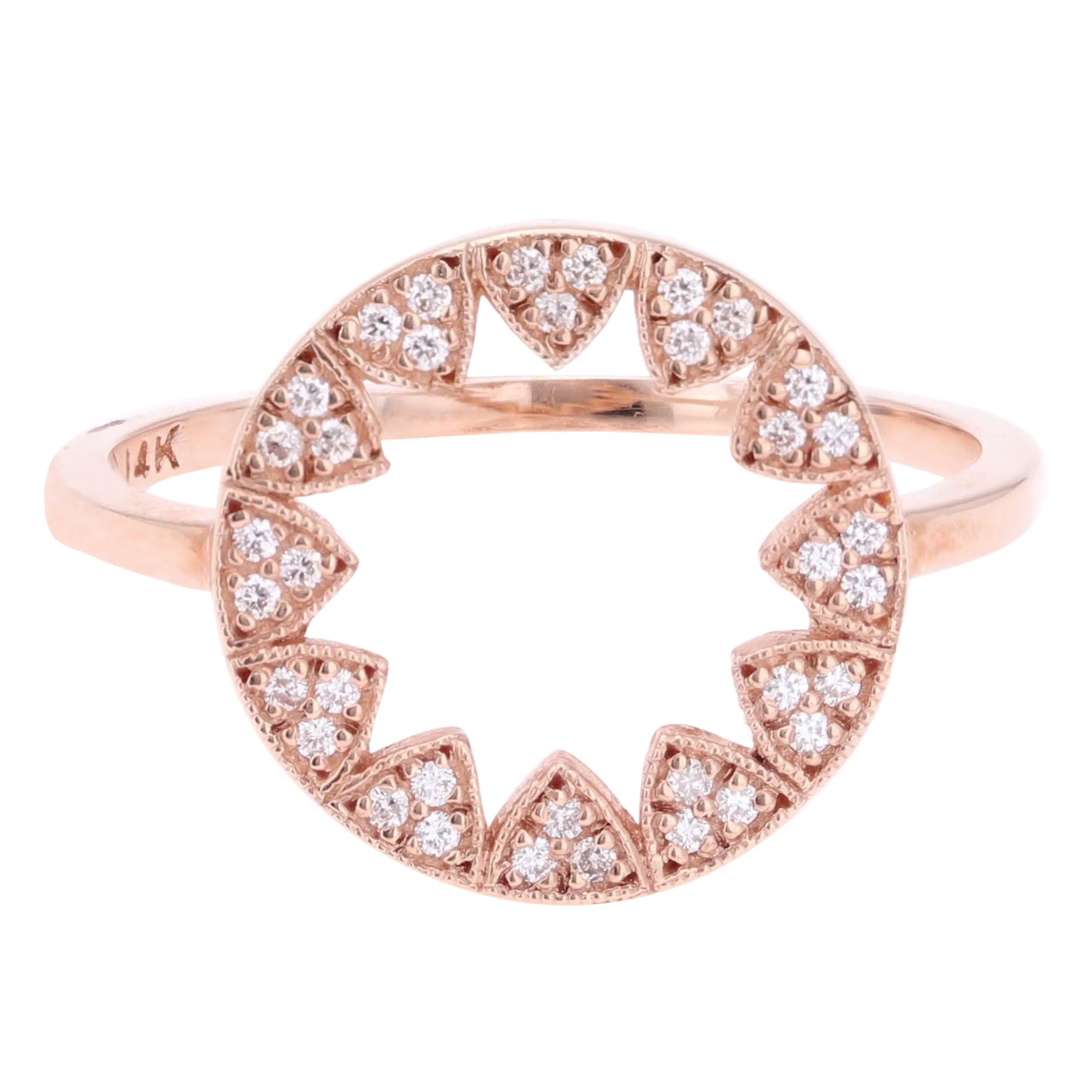 14k Yellow White or Rose Gold Diamond Accent Open Sun Star Burst Stacking Ring Size 6 or 7