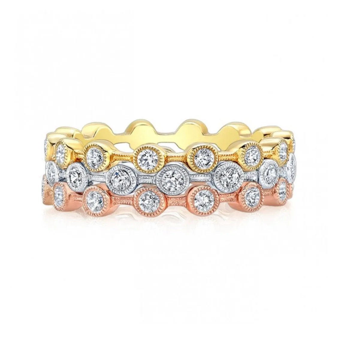 14kr Bezel-Set Diamond Stackable Wedding Band