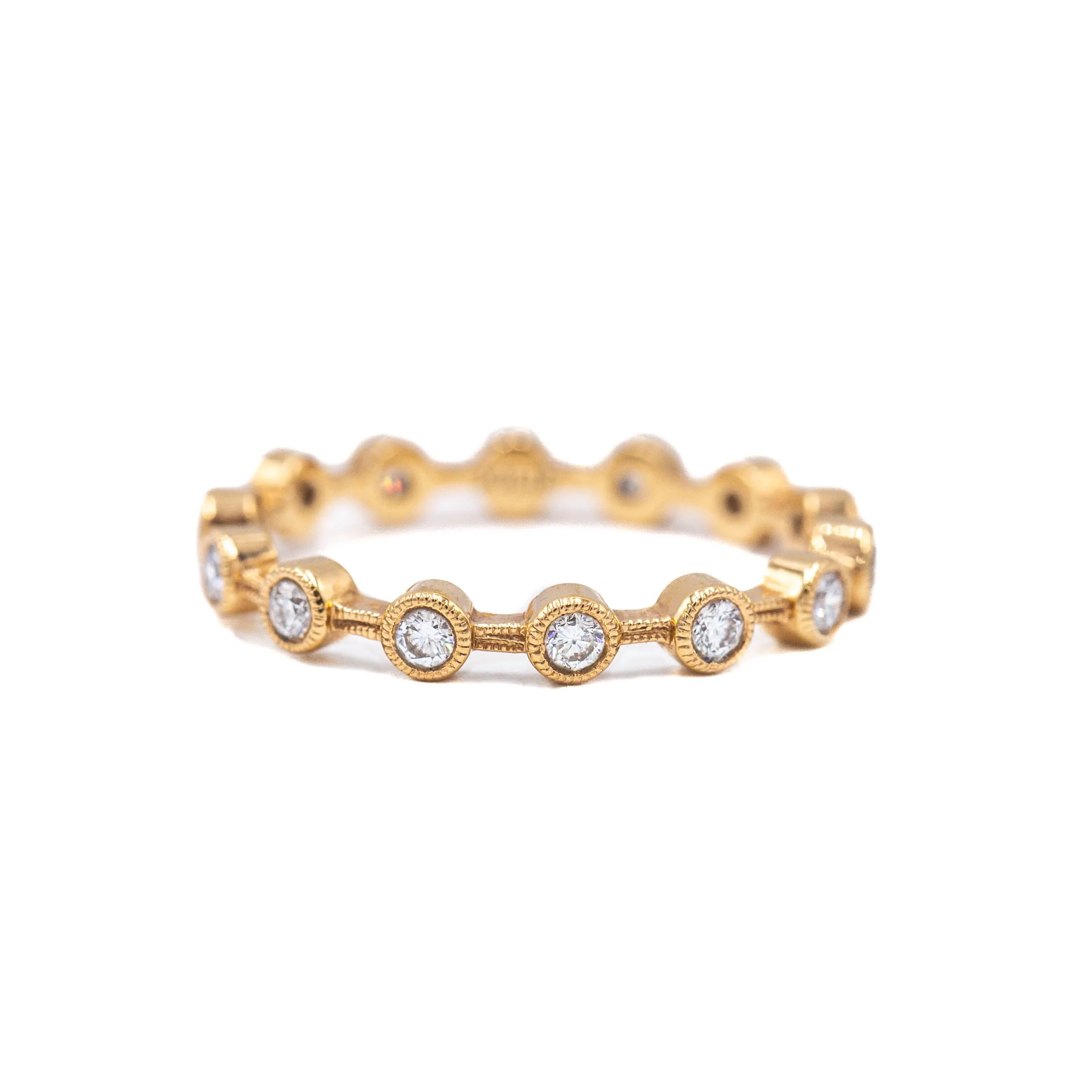 14kr Bezel-Set Diamond Stackable Wedding Band