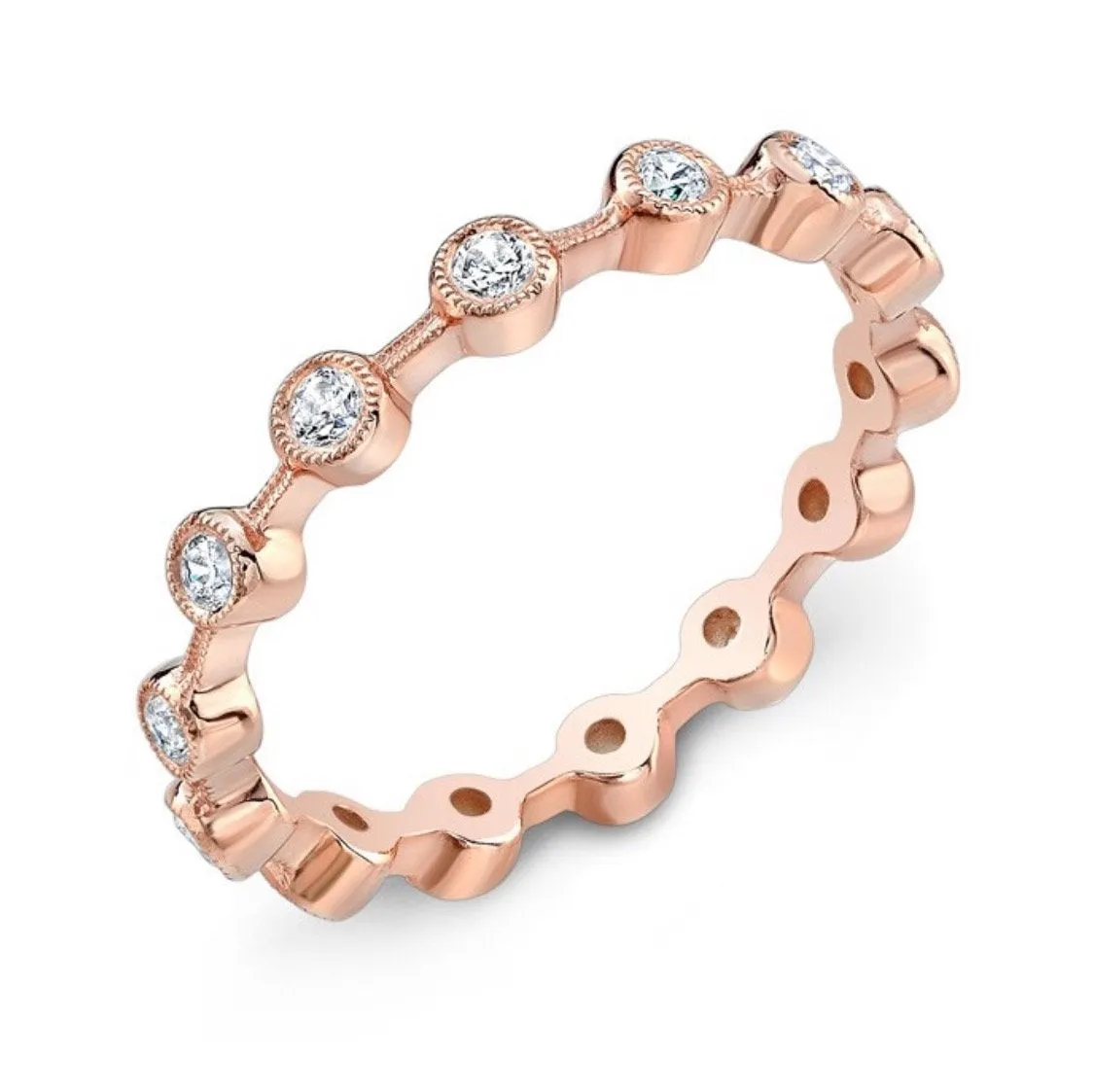 14kr Bezel-Set Diamond Stackable Wedding Band