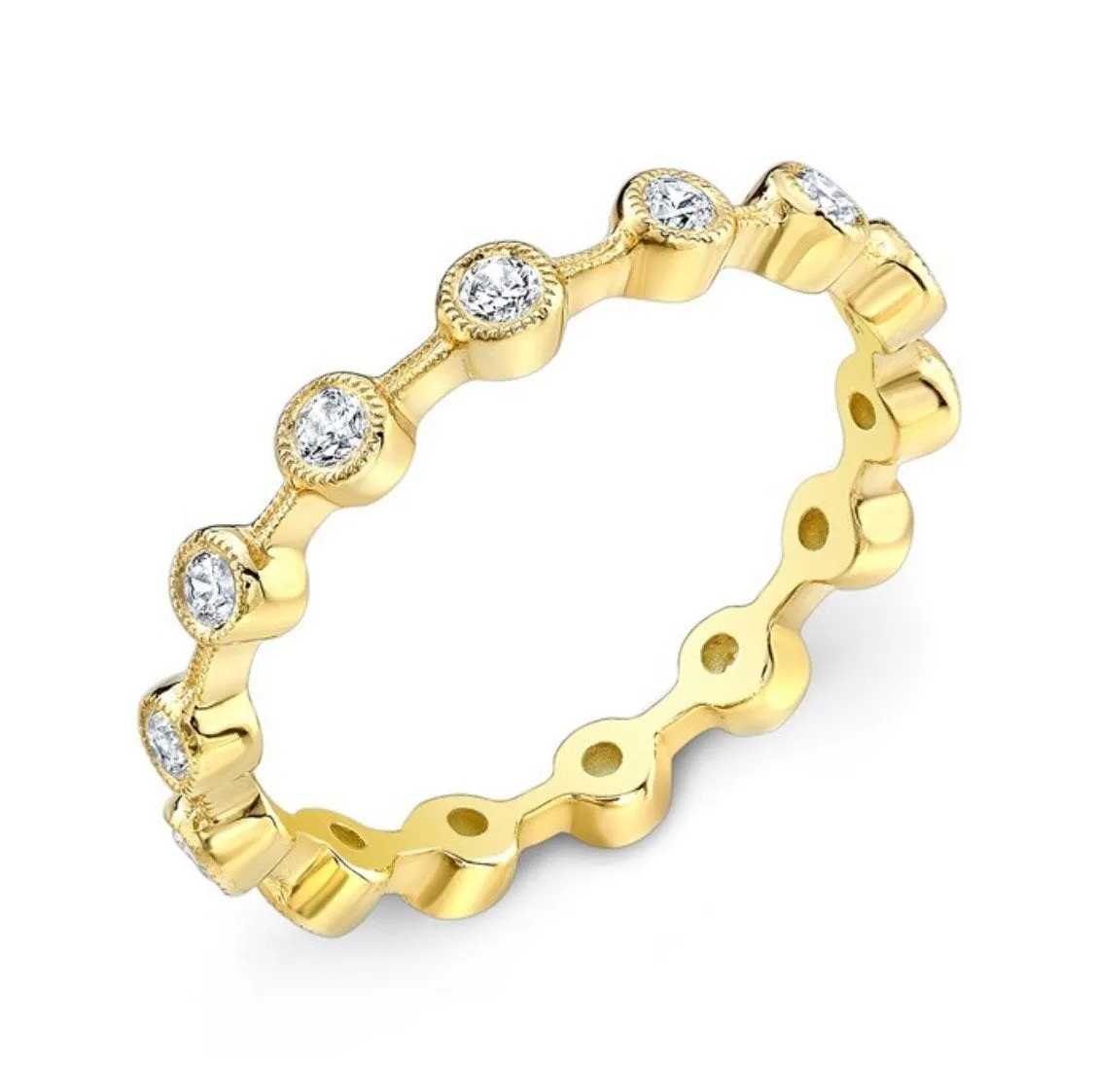 14kr Bezel-Set Diamond Stackable Wedding Band