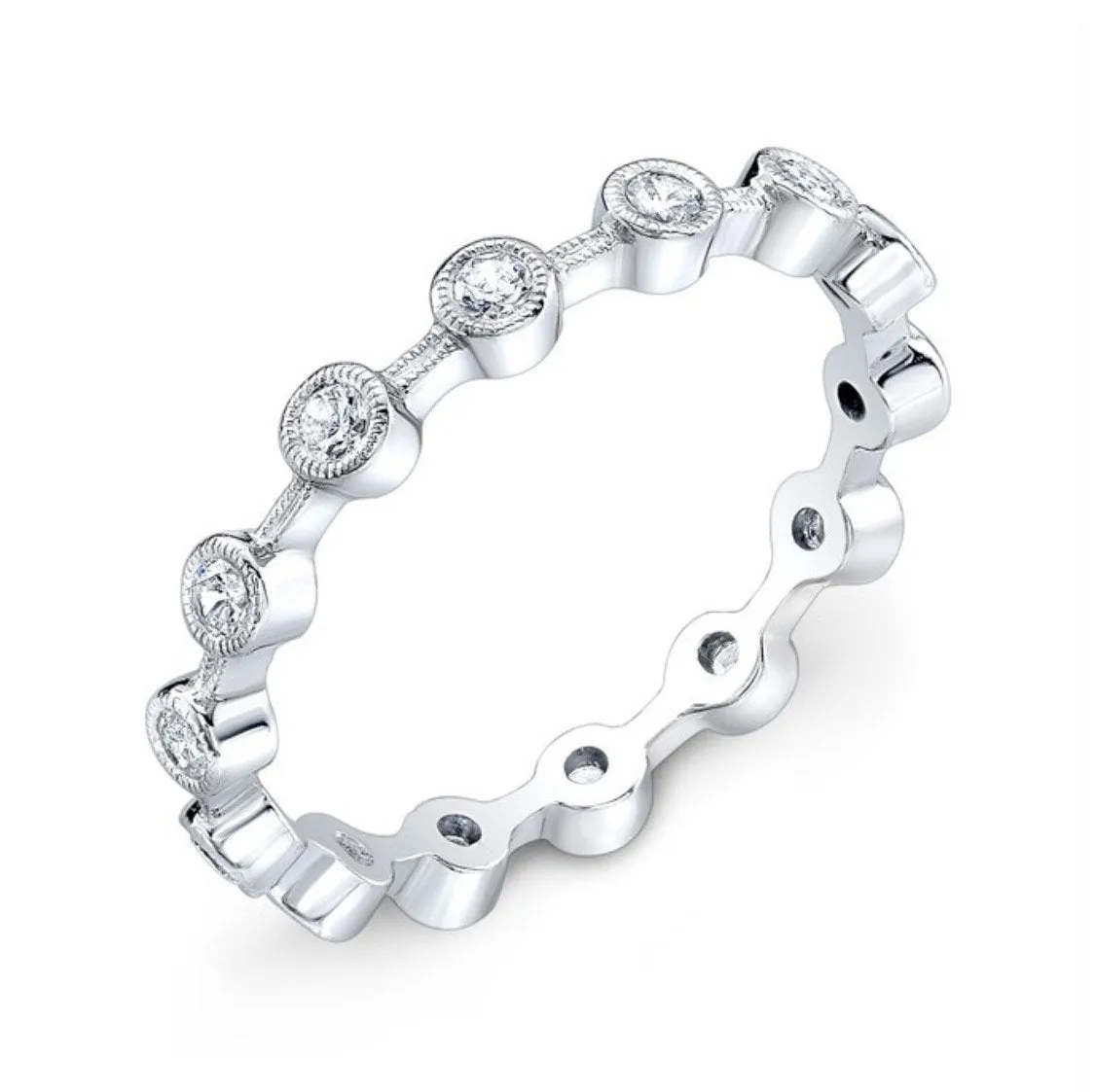 14kr Bezel-Set Diamond Stackable Wedding Band