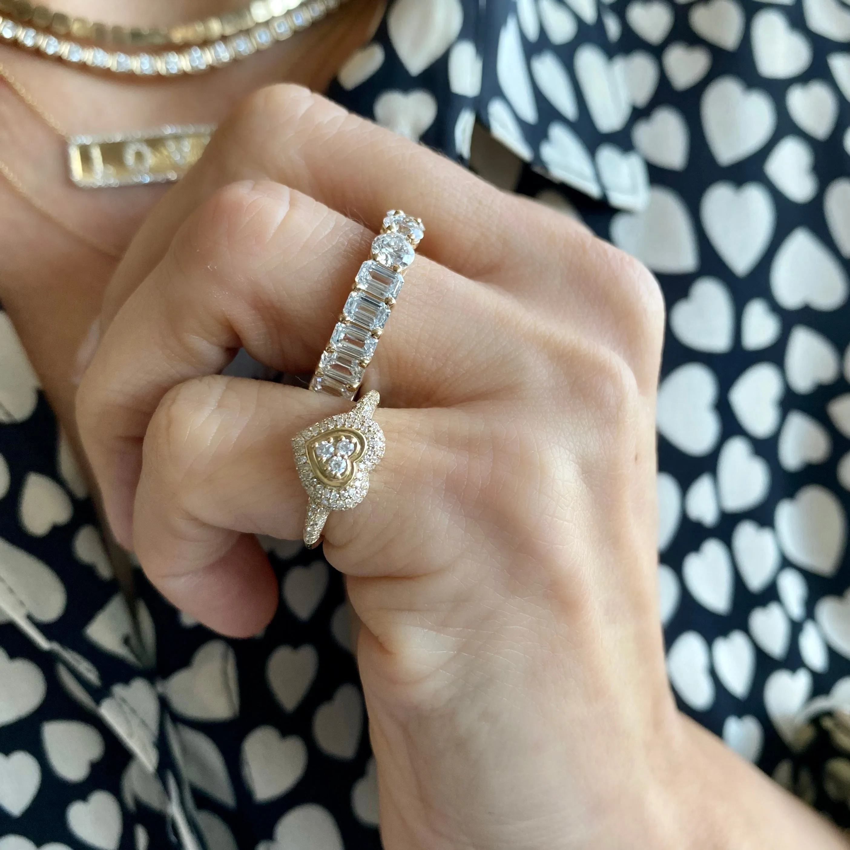 14KT Gold Diamond Viola Heart Pinky Ring