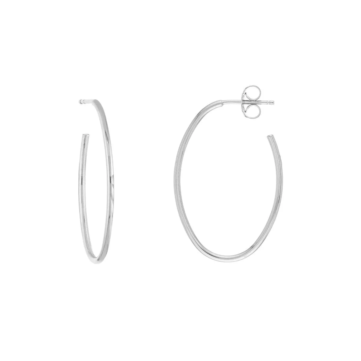 14kt Gold Small Oval Post Hoop Earrings