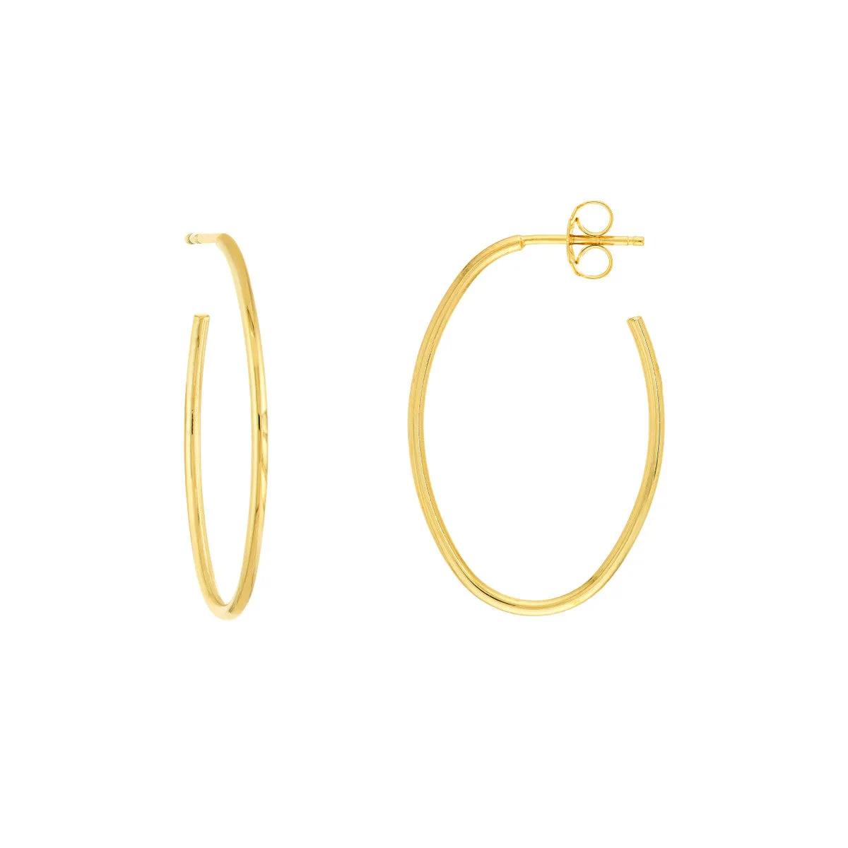 14kt Gold Small Oval Post Hoop Earrings