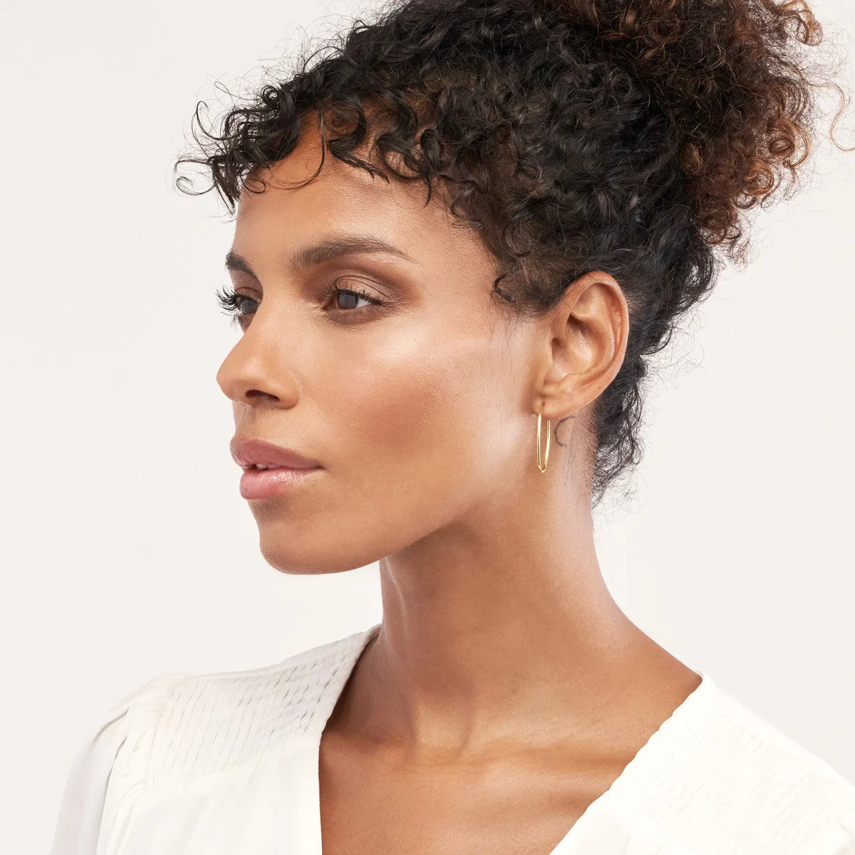 14kt Gold Small Oval Post Hoop Earrings