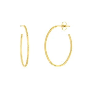 14kt Gold Small Oval Post Hoop Earrings