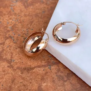 14KT Rose Gold Rounded Tube Hoop Earrings 21mm