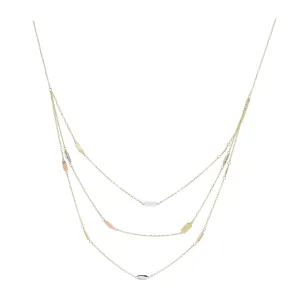 14KT Tri-Color Gold Bar Necklace