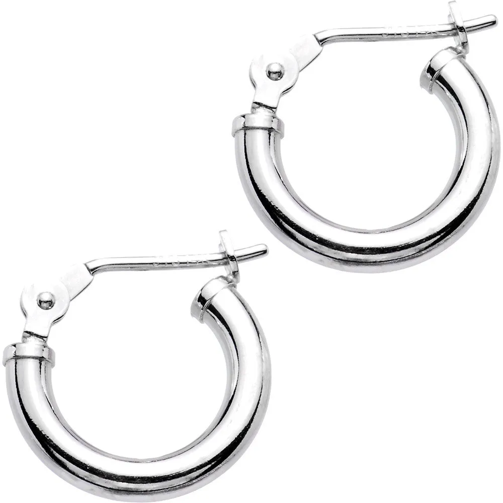 14KT White Gold 2mm 1/2 Inch Hoop Earrings