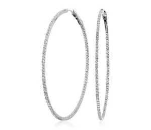 14kt White Gold Inside Out Diamond Hoop Earring 1.12TCW
