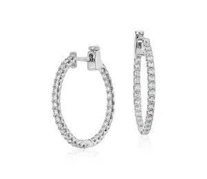 14kt White Gold Inside Out Diamond Hoop Earring, 2.36TCW