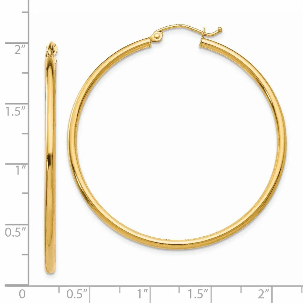 14KT Yellow Gold 45X2MM Hoop Earrings