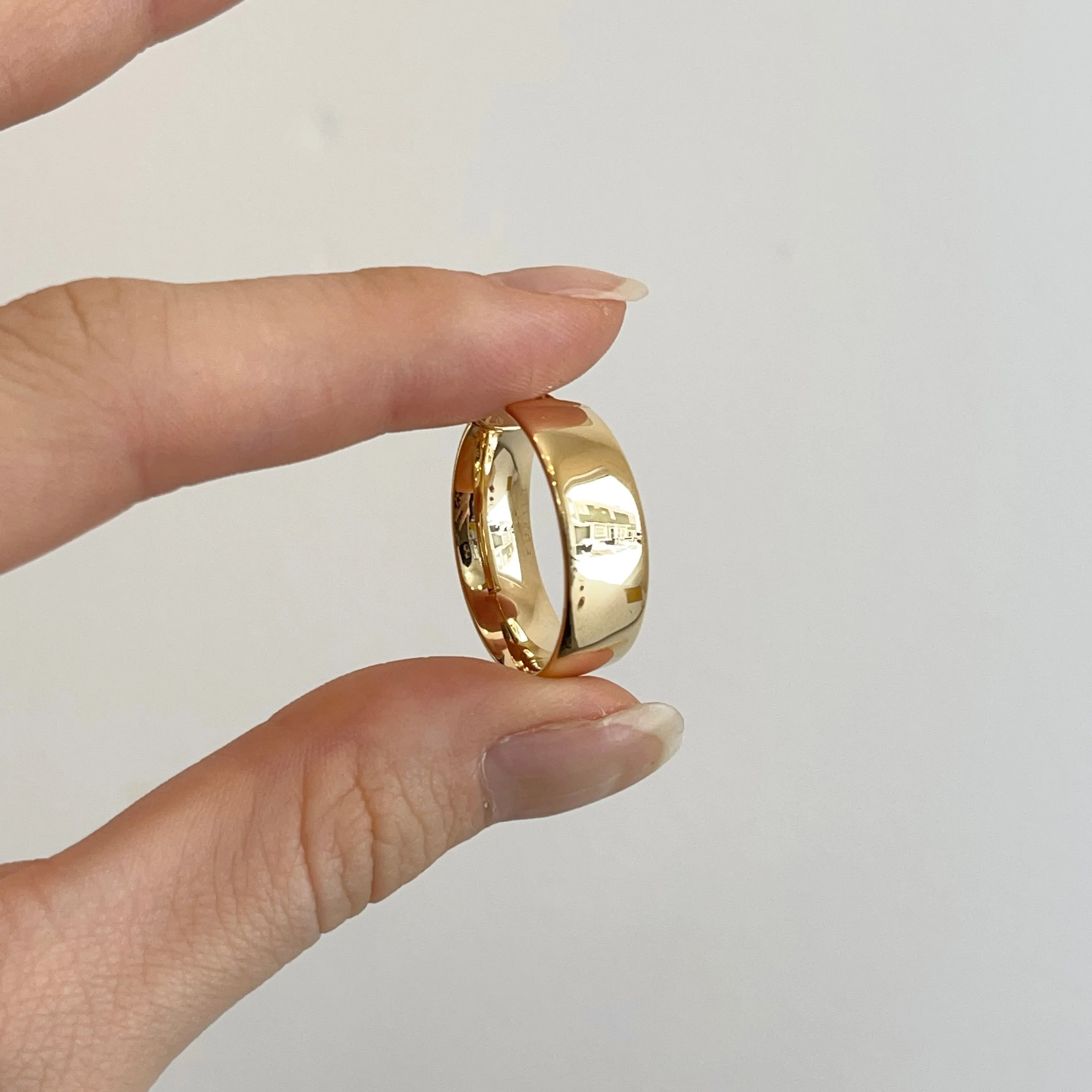 14KT Yellow Gold 8mm Wide Round Hoop Earrings 23mm