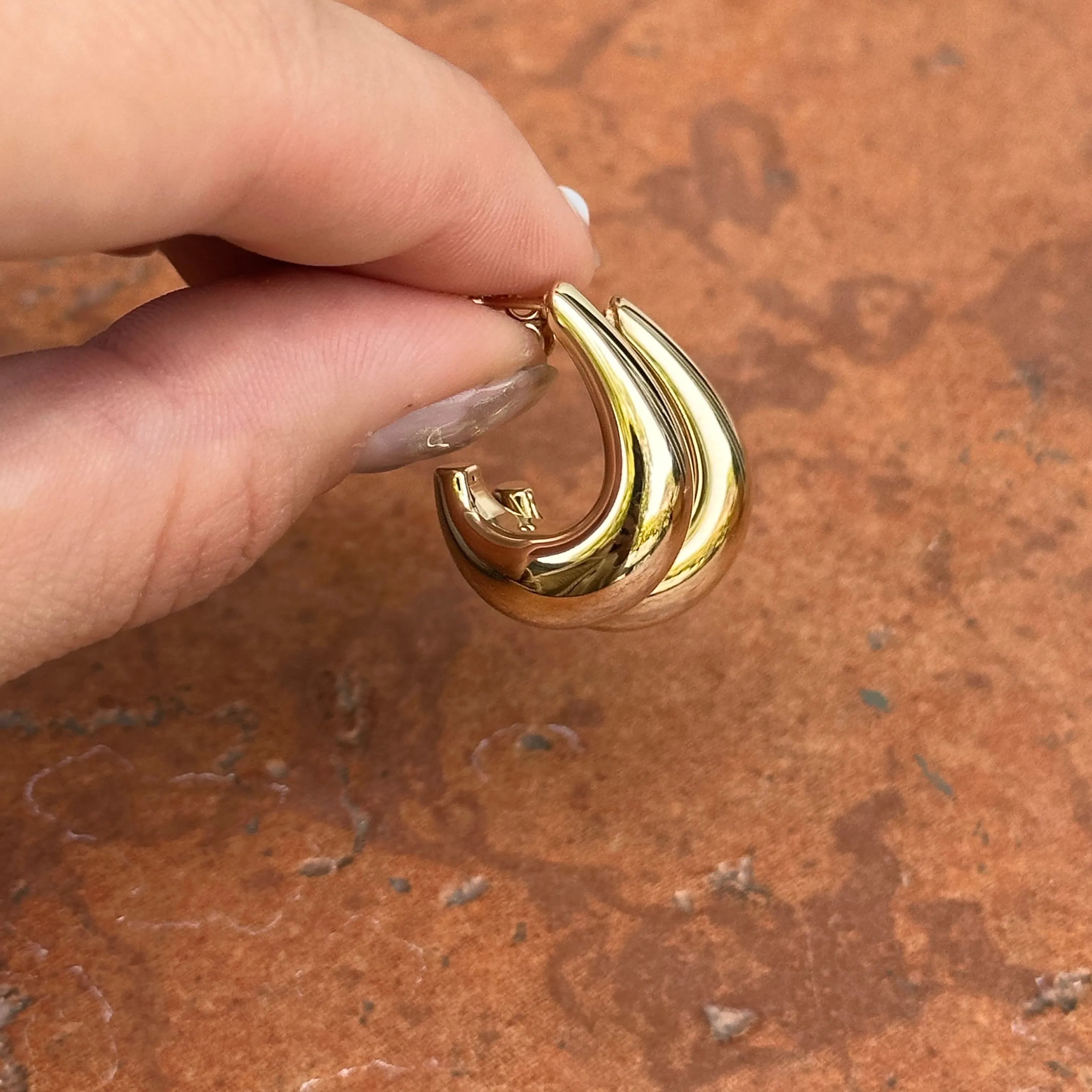 14KT Yellow Gold Tapered J-Shape Hoop Earrings