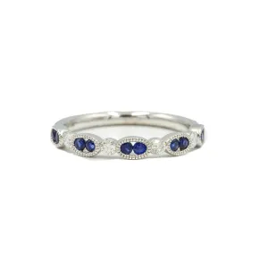 14kw Oval Bezel Sapphire & Diamond Band