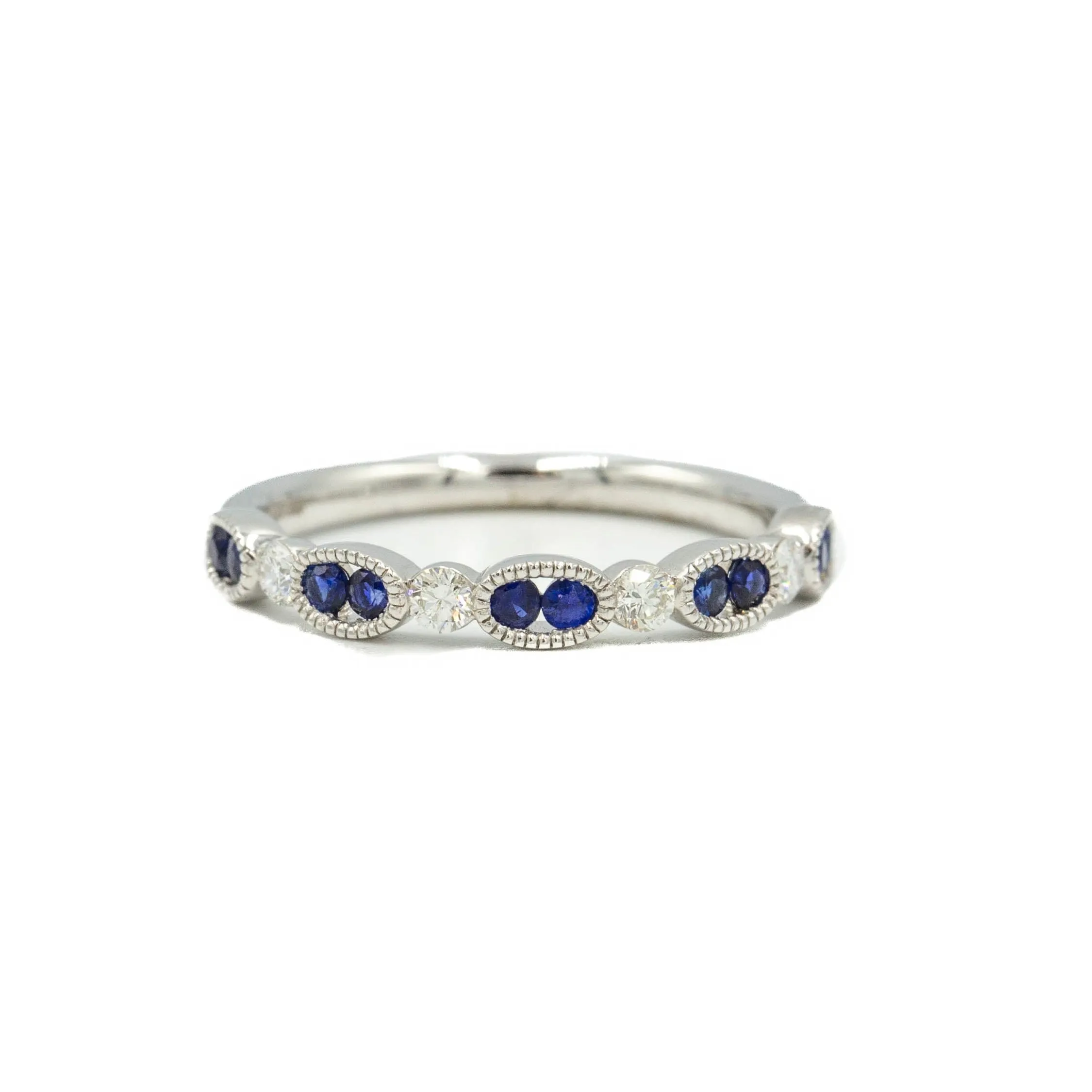 14kw Oval Bezel Sapphire & Diamond Band