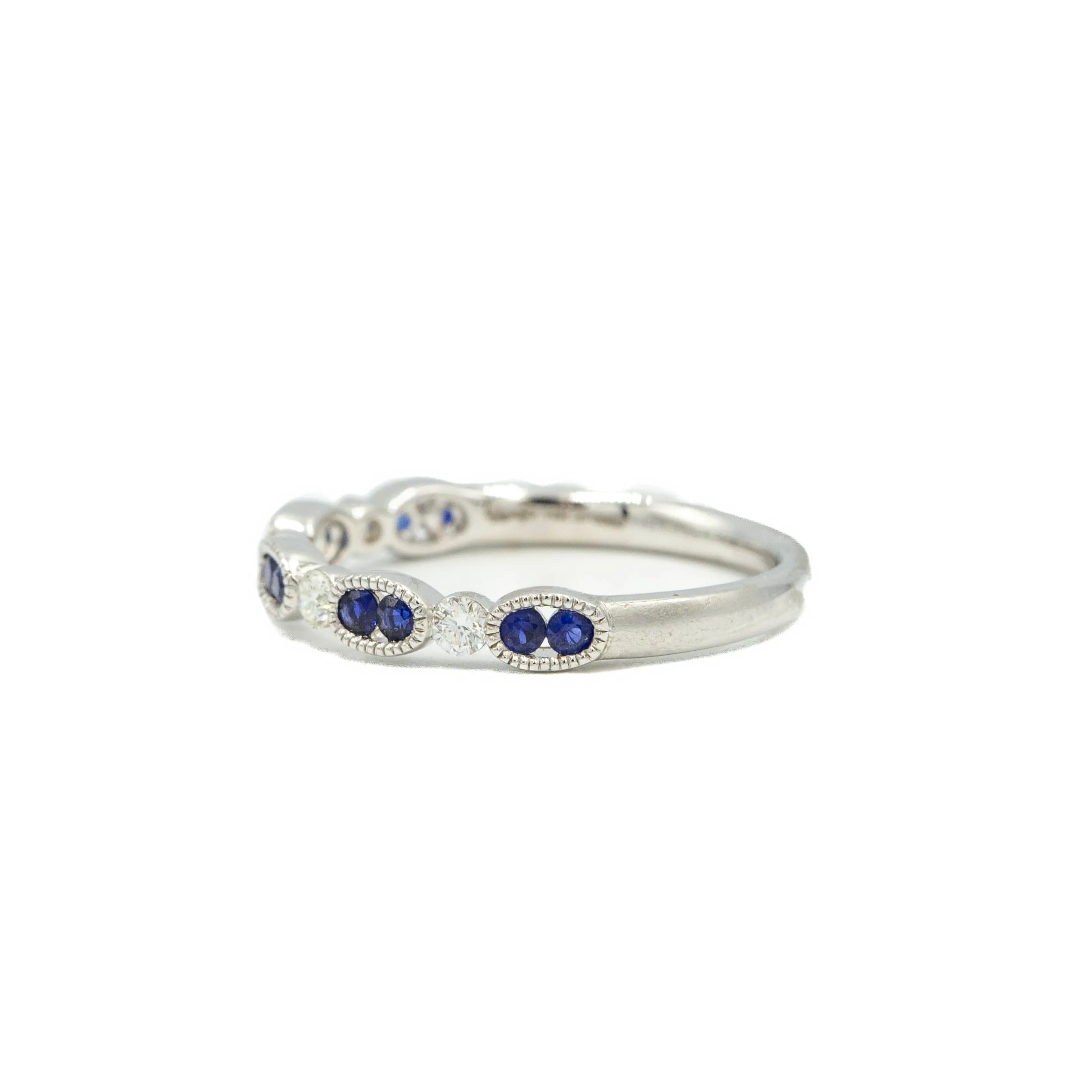 14kw Oval Bezel Sapphire & Diamond Band