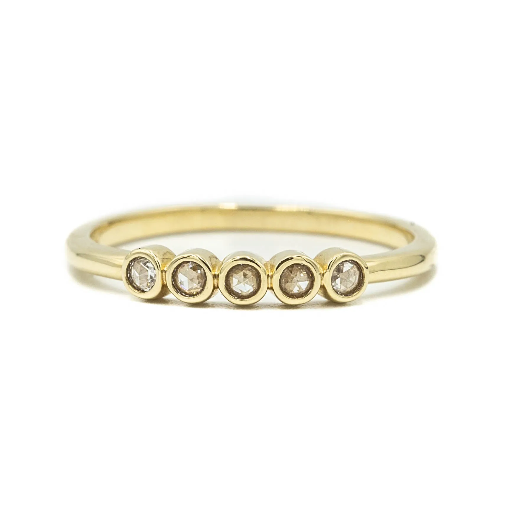 14ky .20ctw 5-Stone Round Bezel Band