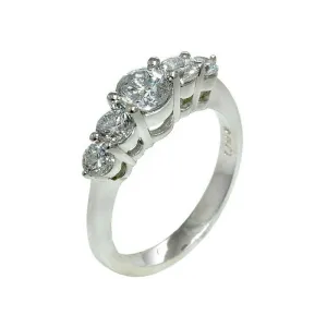 1.50 Carat Natural Diamond 5 Stone Ring Band G SI 14K White Gold