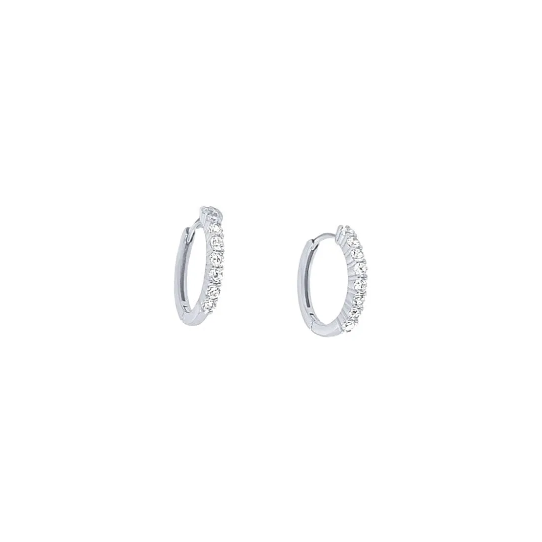 15mm Claw Hoop Earrings with Cubic Zirconia in Sterling Silver