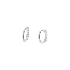 15mm Claw Hoop Earrings with Cubic Zirconia in Sterling Silver