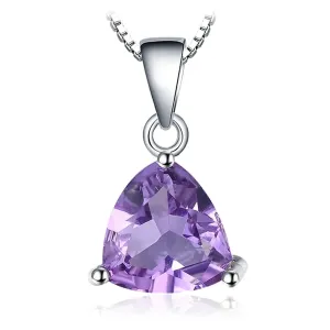 1.6ct Natural Amethyst 925 Sterling Silver Pendant Necklace for Women Fashion Gemstone Choker Without Chain