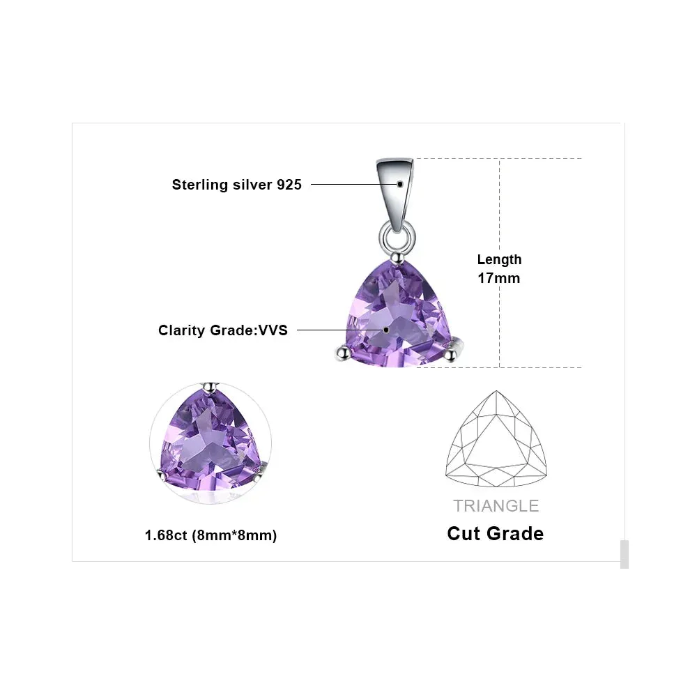 1.6ct Natural Amethyst 925 Sterling Silver Pendant Necklace for Women Fashion Gemstone Choker Without Chain