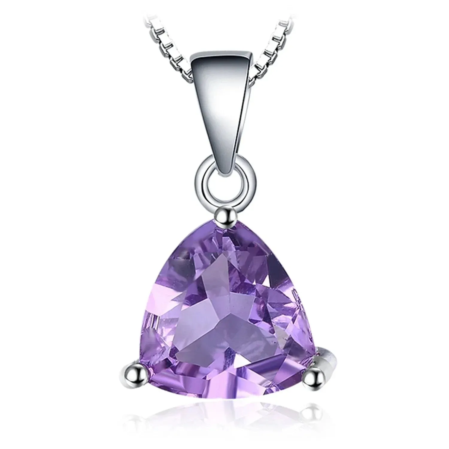1.6ct Natural Amethyst 925 Sterling Silver Pendant Necklace for Women Fashion Gemstone Choker Without Chain