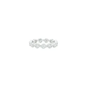 18 Karat White Gold Alternating Bezel Band with Diamonds