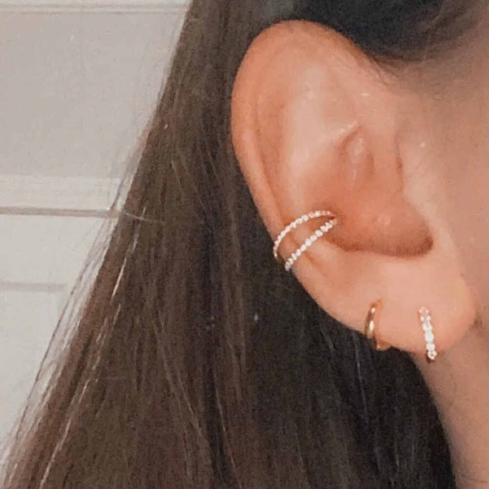18G Double Nose Hoop Conch Earring CZ Helix Earring