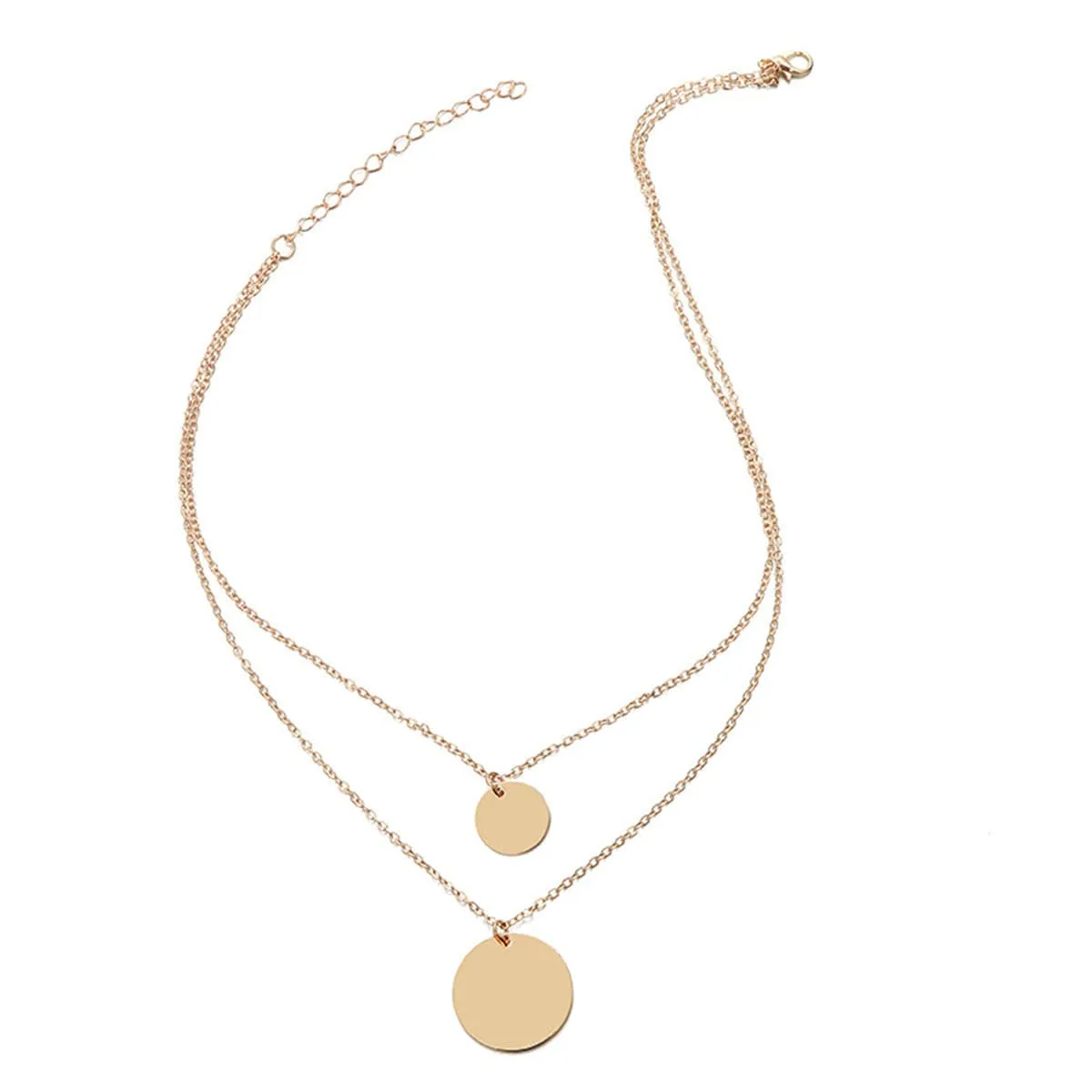 18K Gold-Plated Layered Disk Pendant Necklace