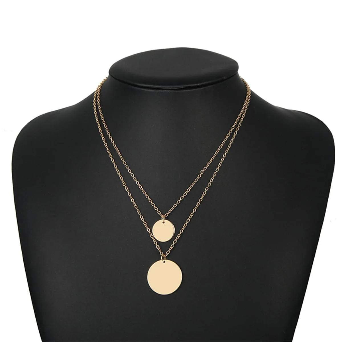 18K Gold-Plated Layered Disk Pendant Necklace