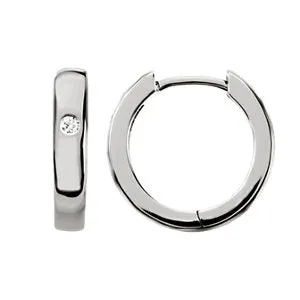 18K White .04 CTW Diamond Hoop Earrings