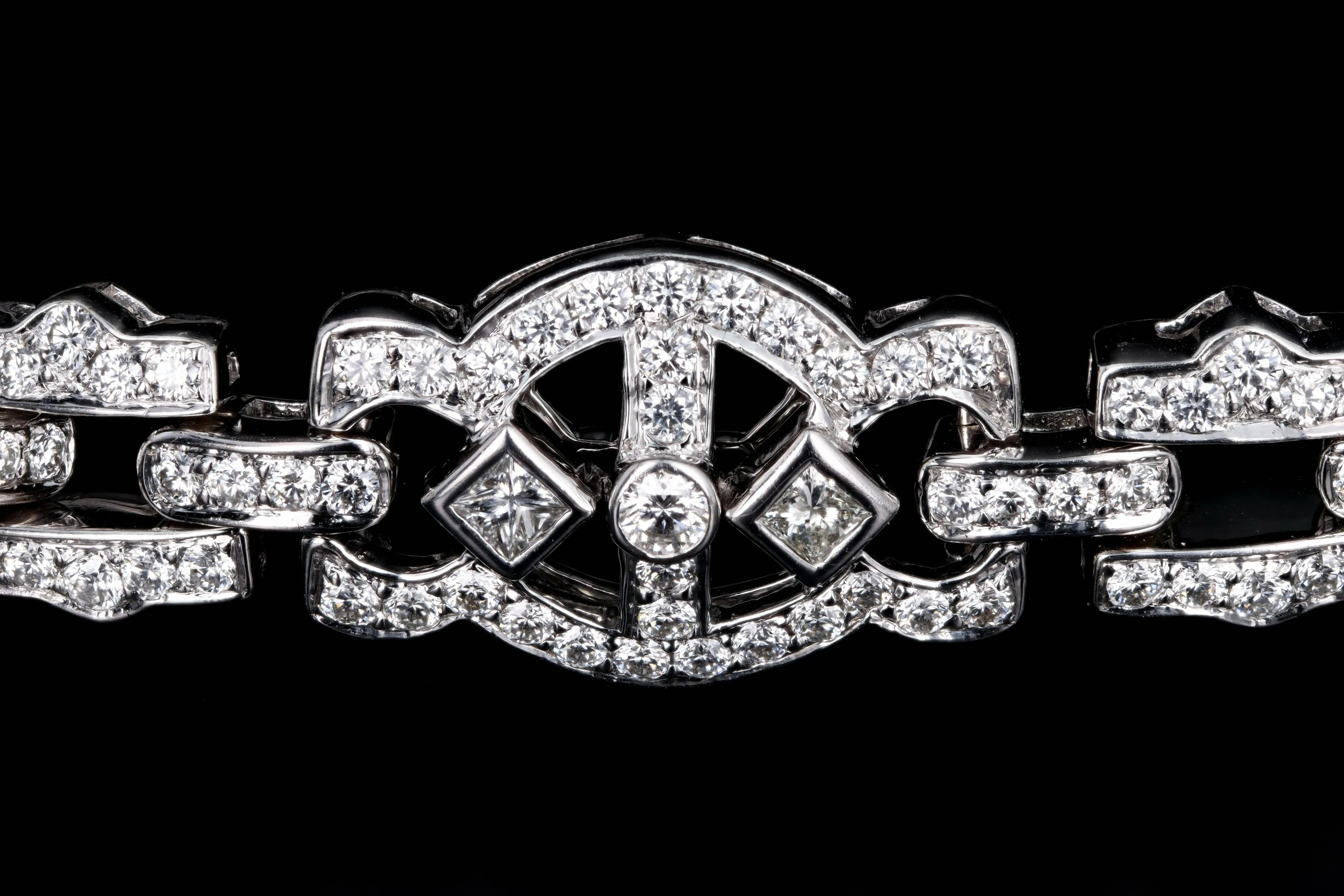 18K White Gold 10 Carat Total Weight Diamond Princess Link Choker Necklace