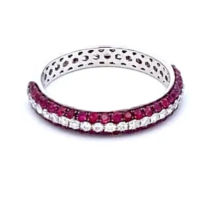 18K White Gold Ruby And Diamond Stackable Ring (.71ctw)
