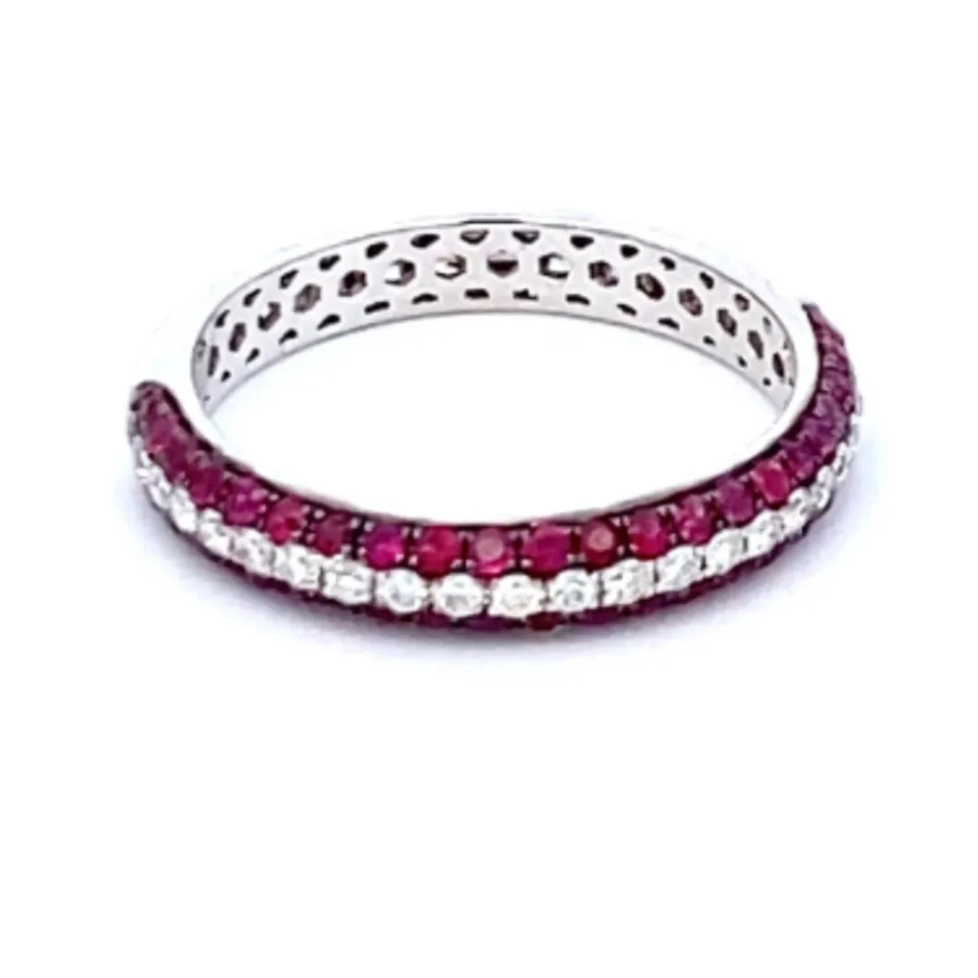 18K White Gold Ruby And Diamond Stackable Ring (.71ctw)