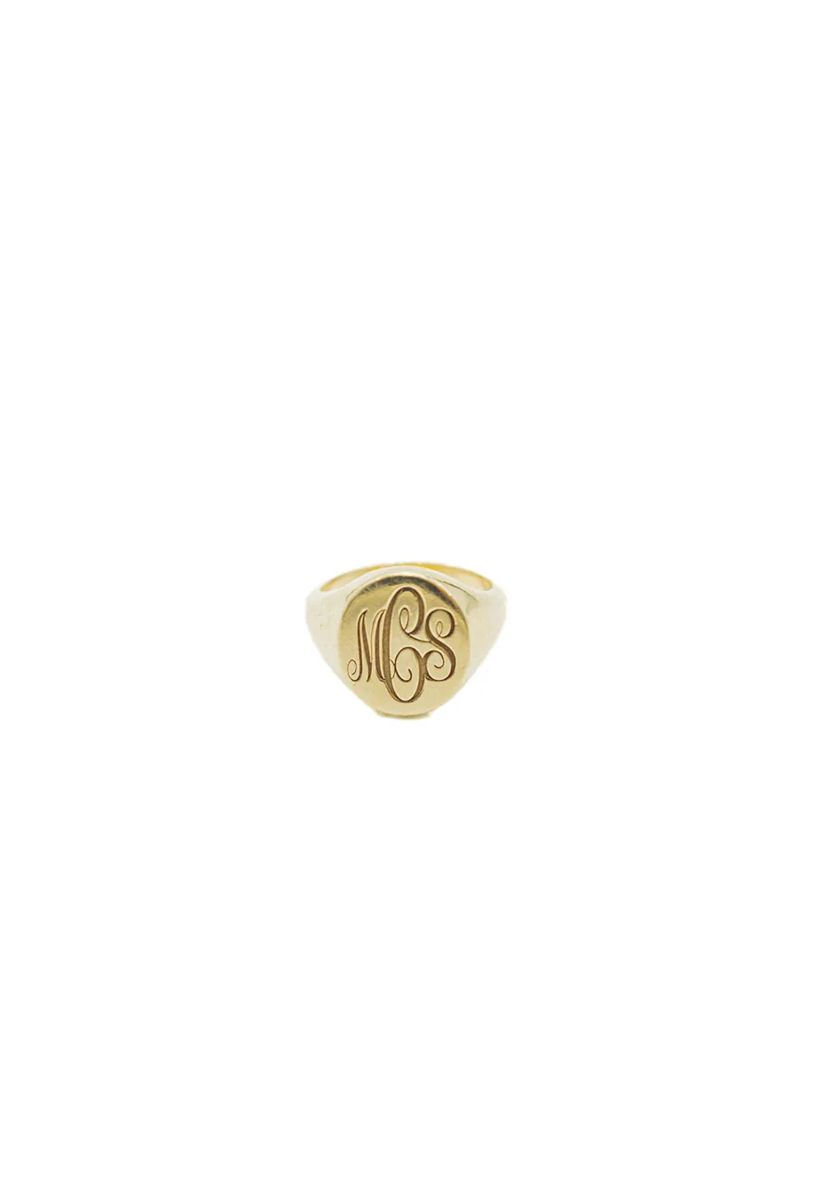 18K Yellow Gold Oval Signet Ring with Hand Engraved Customization
