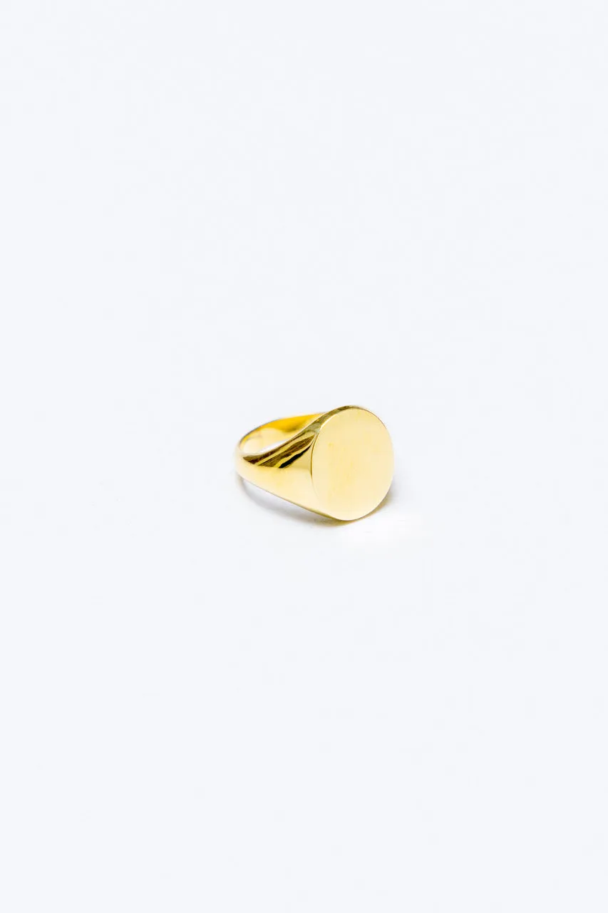 18K Yellow Gold Oval Signet Ring with Hand Engraved Customization