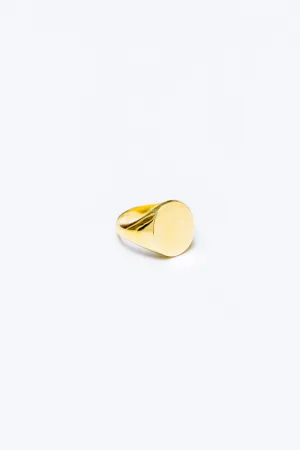 18K Yellow Gold Oval Signet Ring with Hand Engraved Customization
