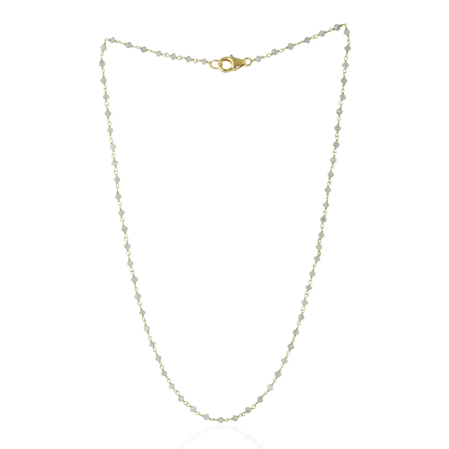 18K Yellow Gold Prong Set Diamond Beads Designer Choker Necklace