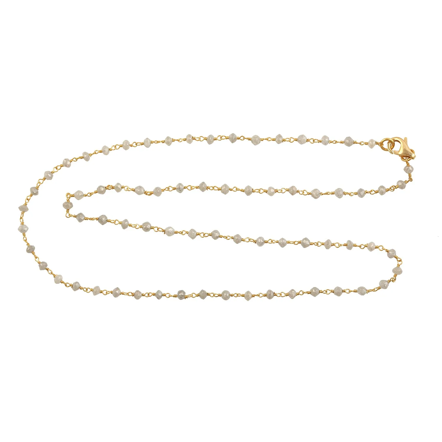18K Yellow Gold Prong Set Diamond Beads Designer Choker Necklace