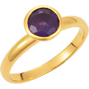 18k Yellow Gold Vermeil Amethyst Stackable Ring Size 7