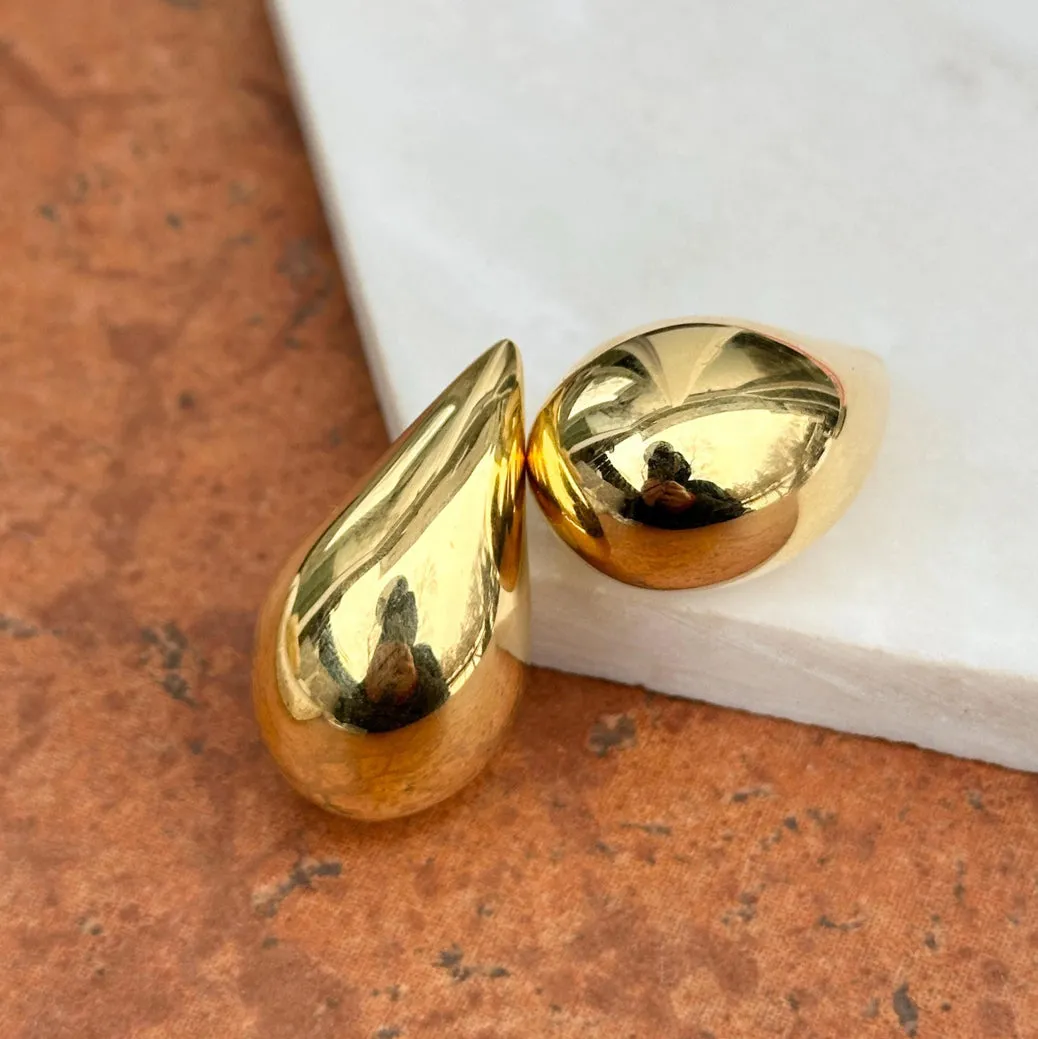 18KT Yellow Gold Chunky Teardrop Post Earrings