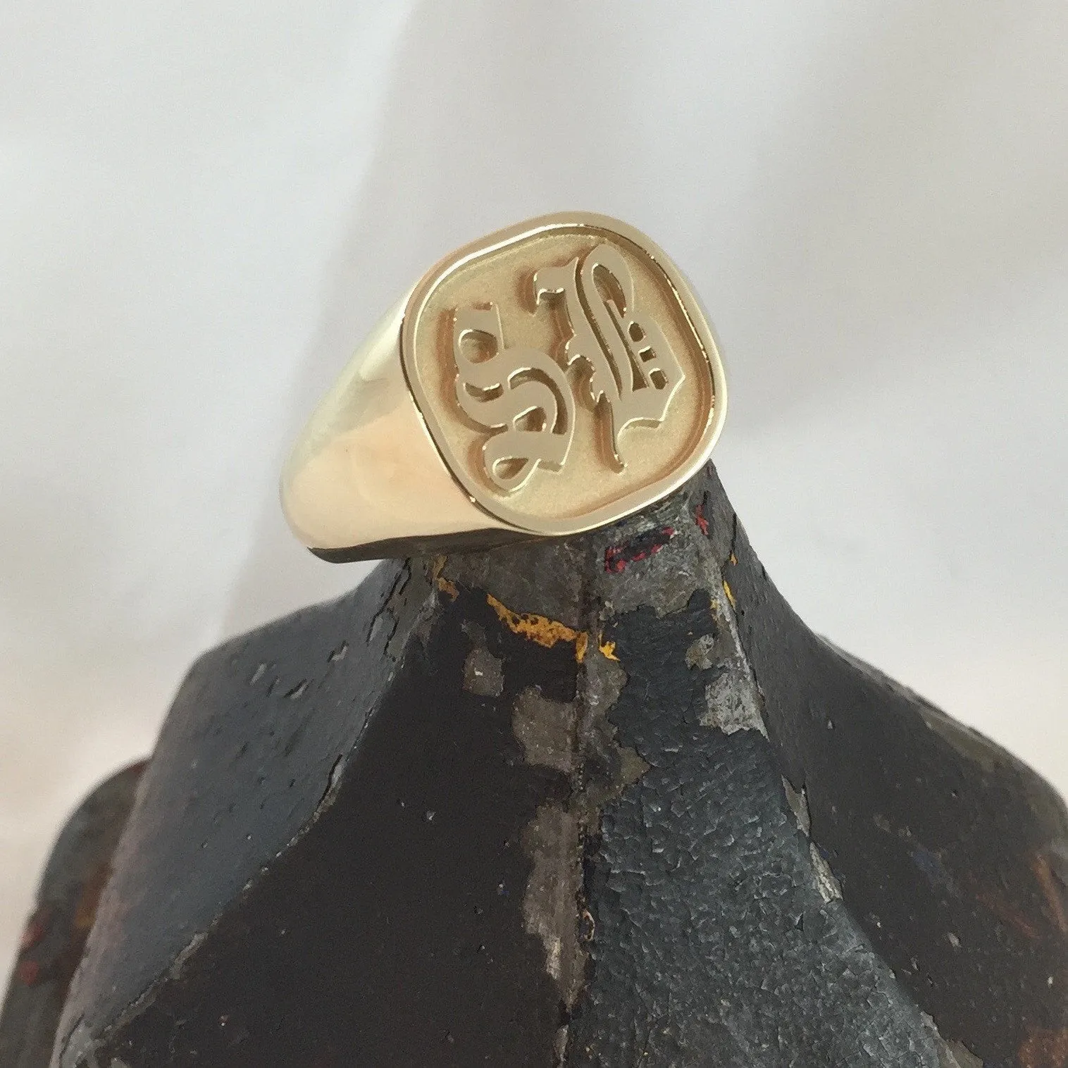 2 Initials CAD Designed  16mm x 16mm  - 9 Carat Yellow Gold Signet Ring
