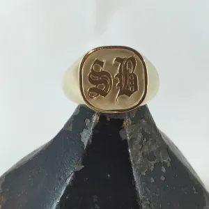 2 Initials CAD Designed  16mm x 16mm  - 9 Carat Yellow Gold Signet Ring
