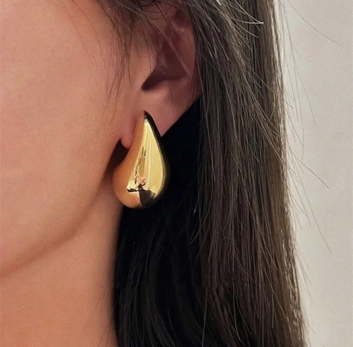 25 mm Stainless Steel Chunky Dome Drop Earrings - Gold and Silver