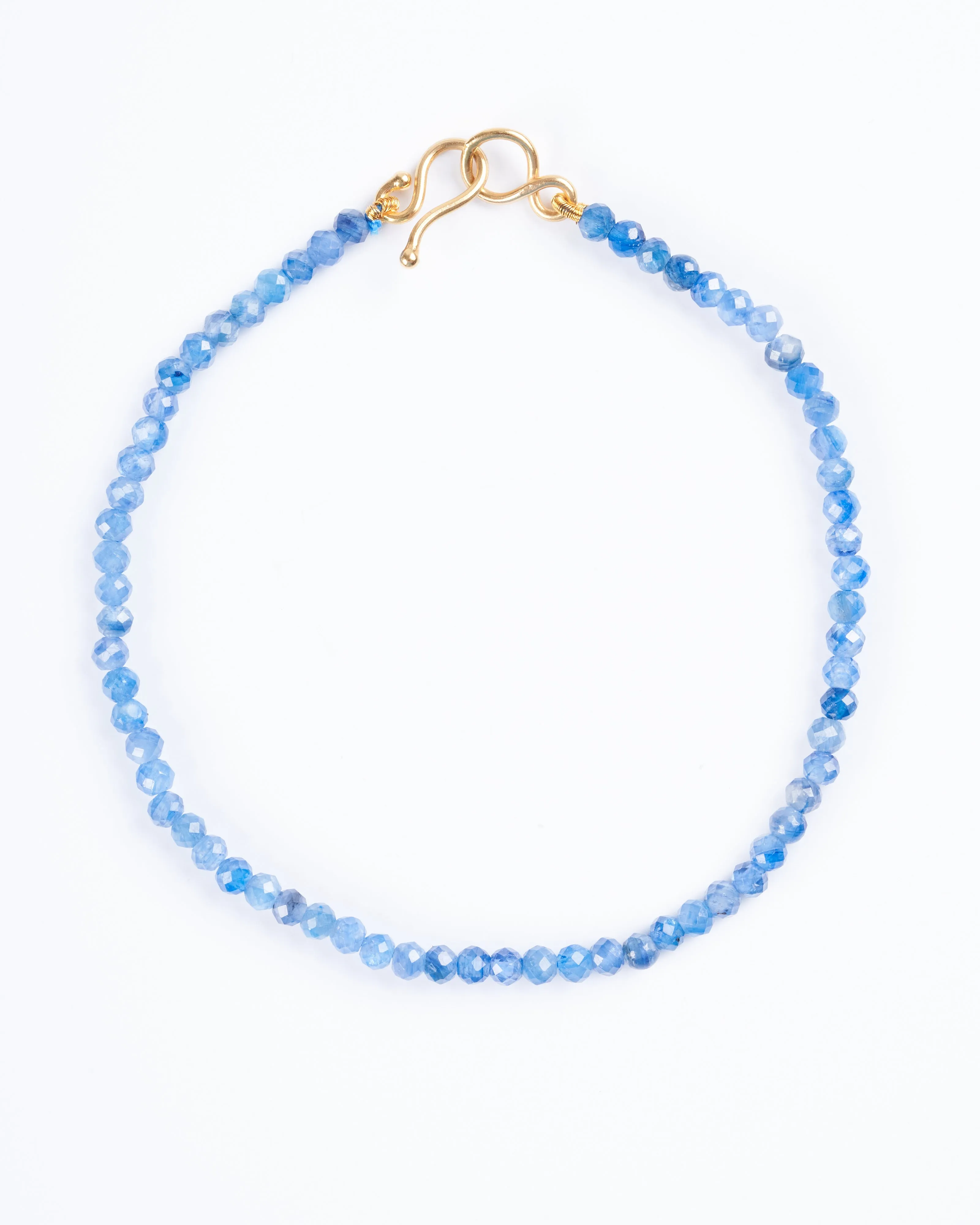 2mm unknotted kyanite bracelet w/ 9k clasp - stone