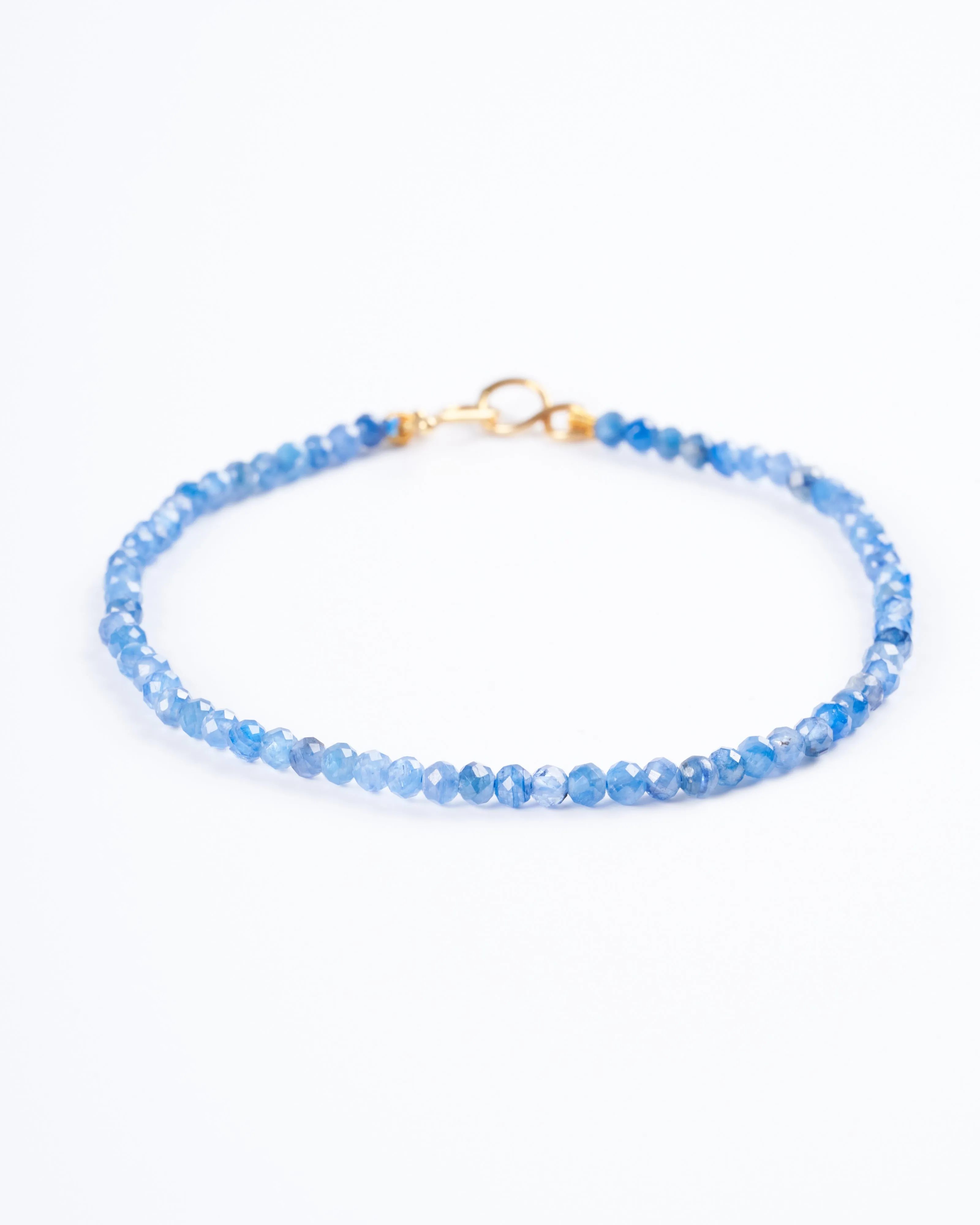 2mm unknotted kyanite bracelet w/ 9k clasp - stone
