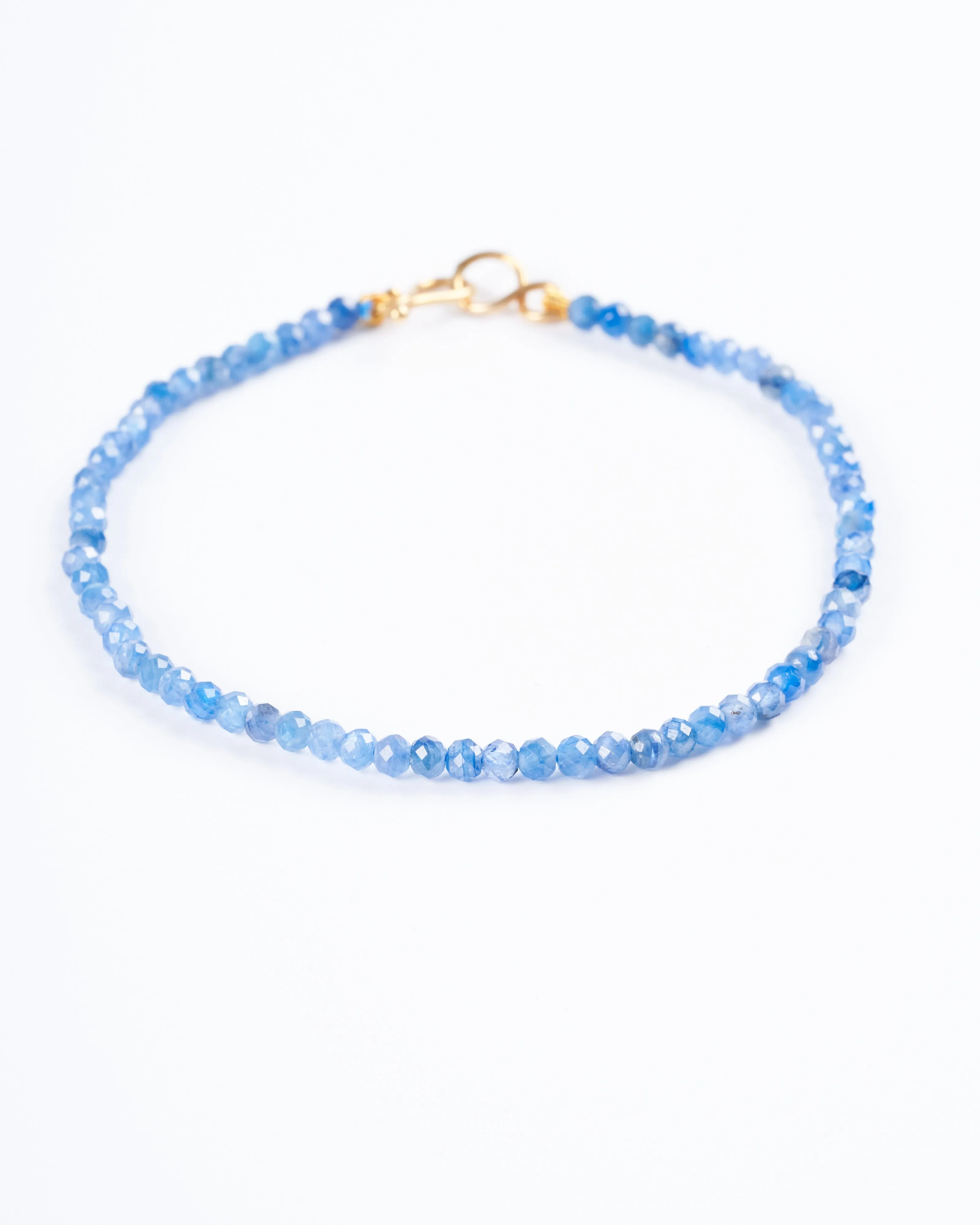 2mm unknotted kyanite bracelet w/ 9k clasp - stone